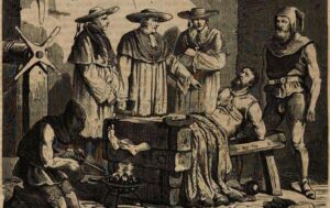 Právo útrpné neboli tortura, FOTO: Johann Nepomuk Schönberg, Public domain, via Wikimedia Commons